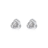 Hollowed-out Geometric Three Rings Silver Stud Earrings for Women